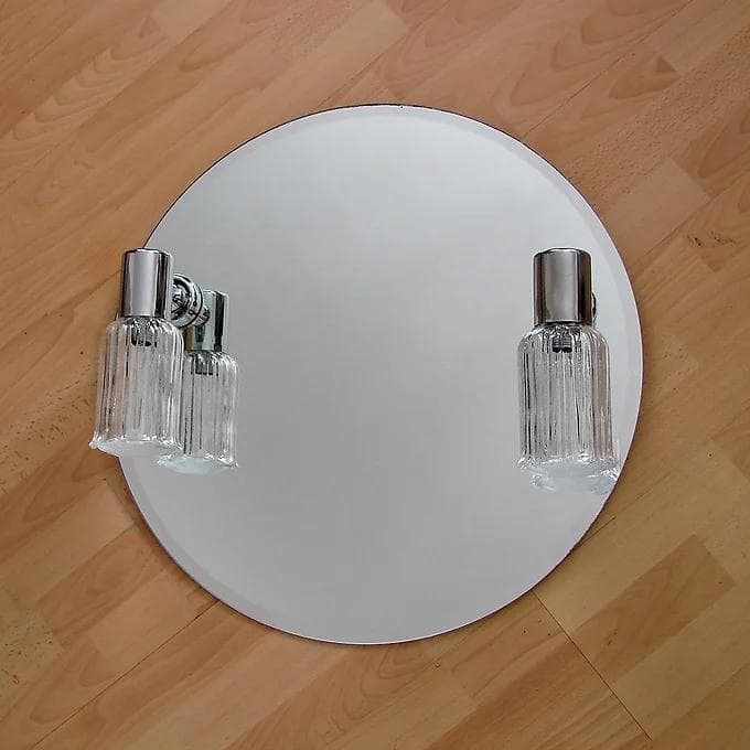 Chrome Wall Mirror with Sconces, Modernist, 1980s - 38812