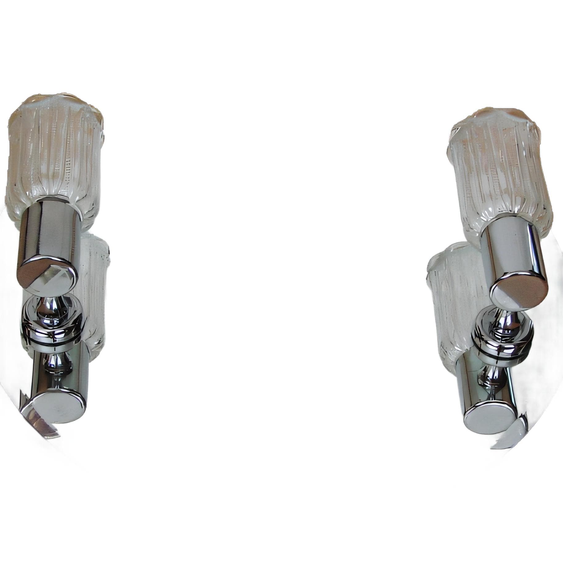 Chrome Wall Mirror with Sconces, Modernist, 1980s - 38806