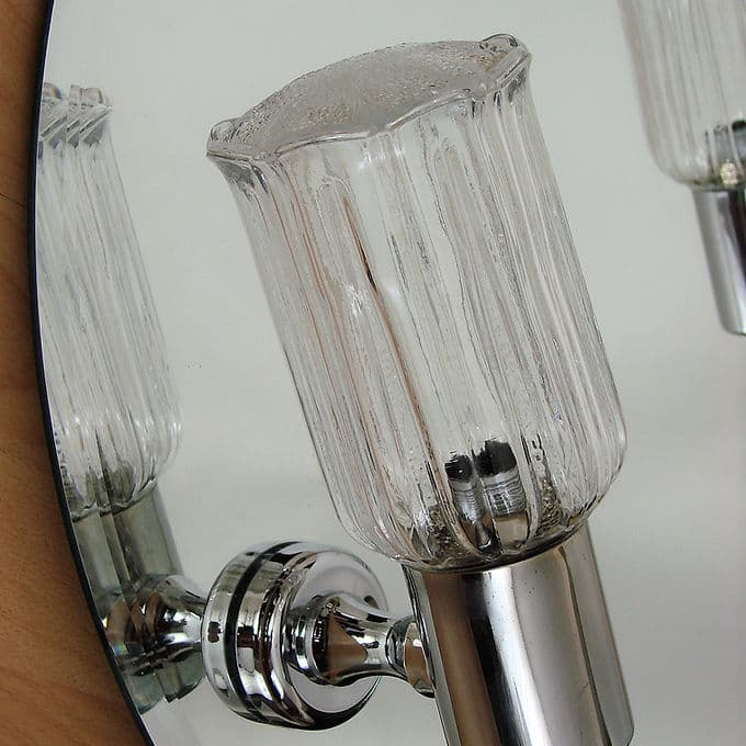 Chrome Wall Mirror with Sconces, Modernist, 1980s - 38807