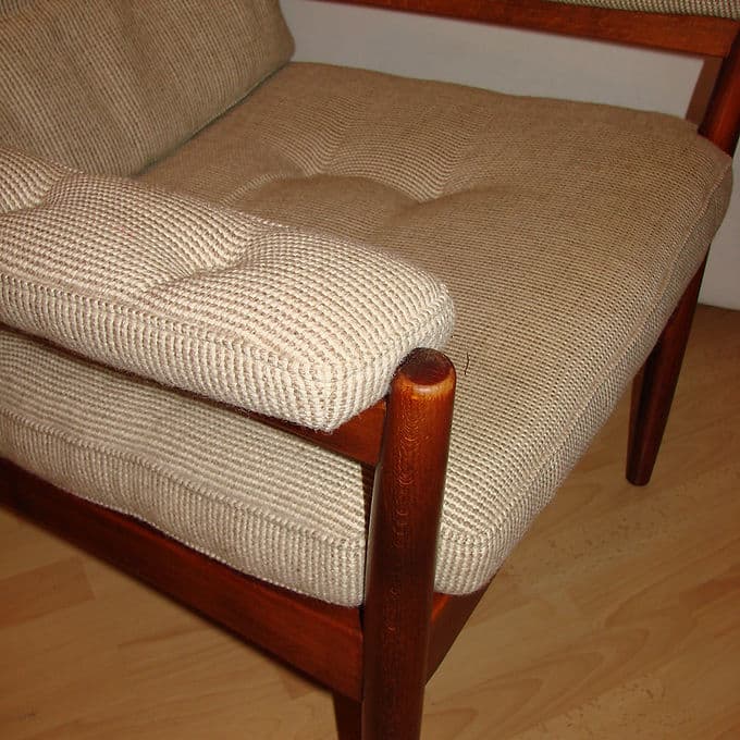 Fotel G.Mobel, beżowy, buk, Szwecja, lata 70. - 38743