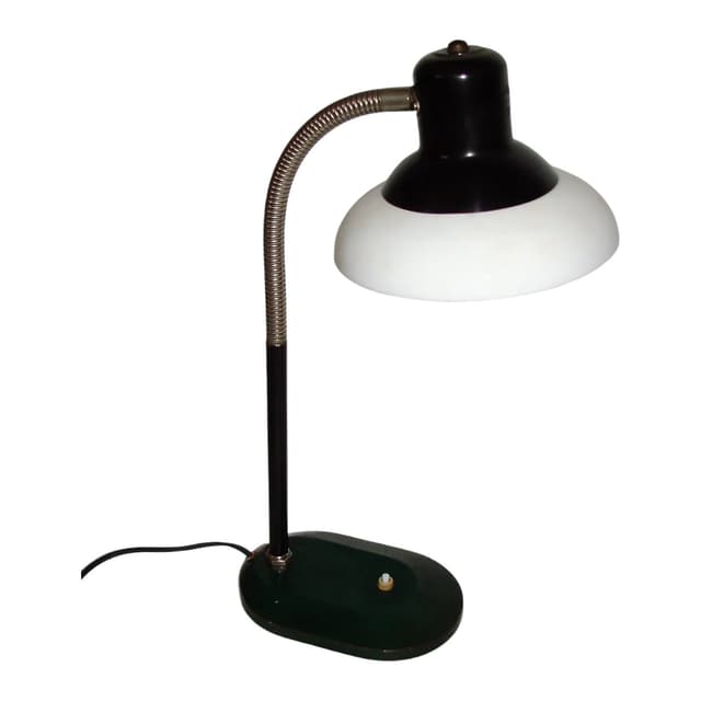Lampa biurkowa Nolta Lux, metal czarny, szkło białe, podstawa zielona, lata 30. - WYMIARY