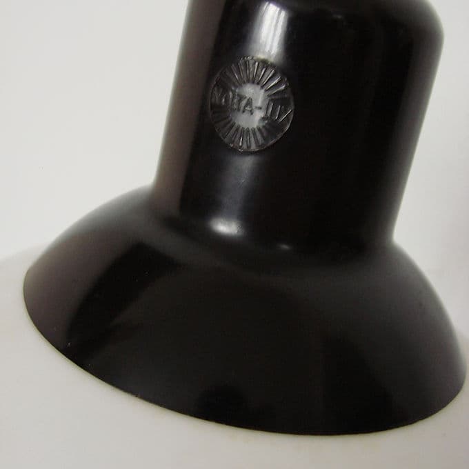 Lampa biurkowa Nolta Lux, metal czarny, szkło białe, podstawa zielona, lata 30. - 38711