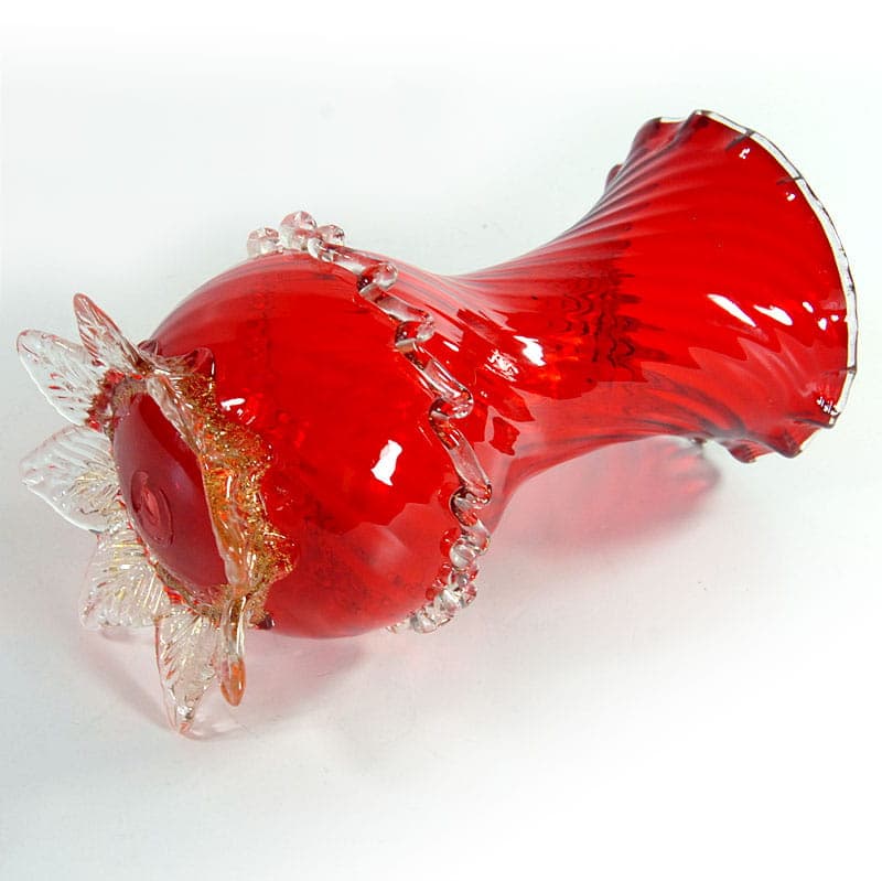 Wazon Murano, czerwony, szkło, Włochy, lata 50. - 38854