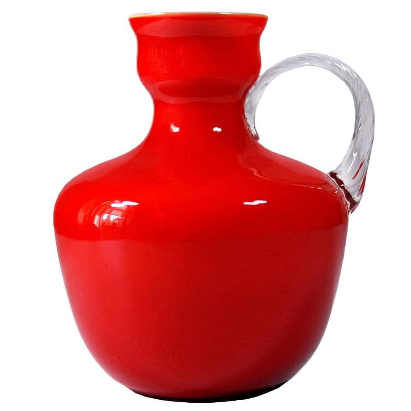Wazon Opaline Florence, czerwony, szkło, Włochy, lata 60.