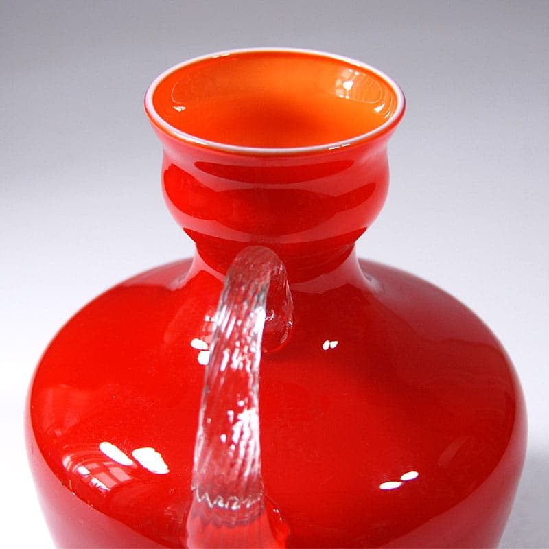 Wazon Opaline Florence, czerwony, szkło, Włochy, lata 60. - 38993