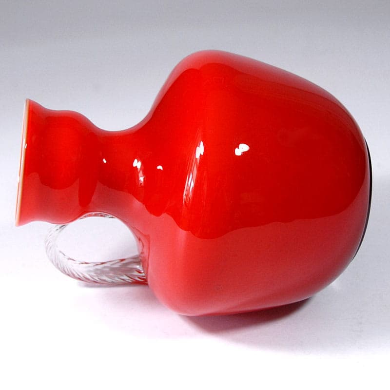 Wazon Opaline Florence, czerwony, szkło, Włochy, lata 60. - 38991