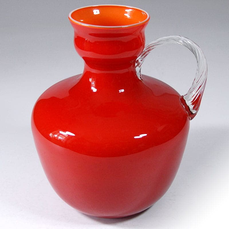 Wazon Opaline Florence, czerwony, szkło, Włochy, lata 60. - 38987