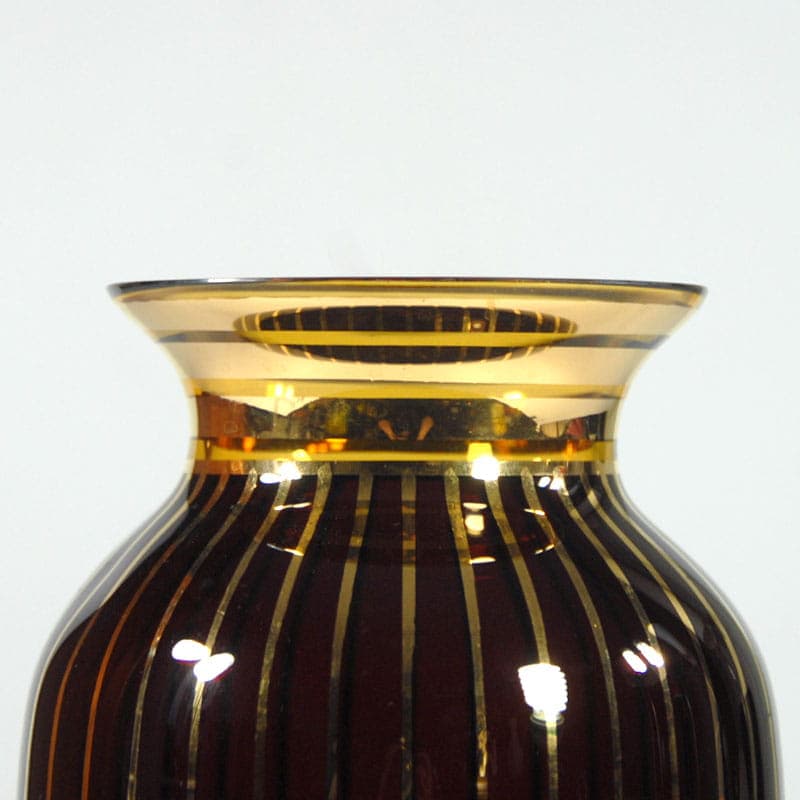 Wazon Art Deco, bordo, kryształ, Belgia, lata 40. - 38888