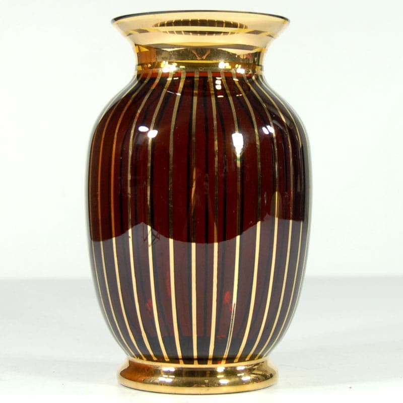 Wazon Art Deco, bordo, kryształ, Belgia, lata 40. - 38886