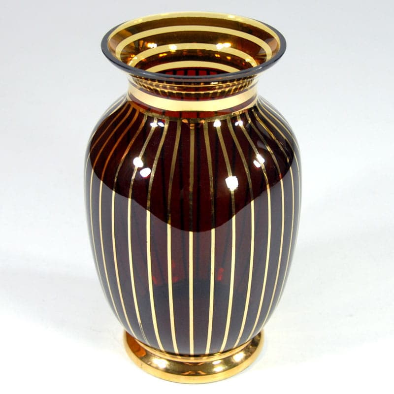 Wazon Art Deco, bordo, kryształ, Belgia, lata 40. - 38884