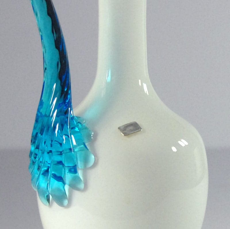 Karafka, szkło mlecznobiały turkusowy, Empoli, Włochy, lata 60. - 39127