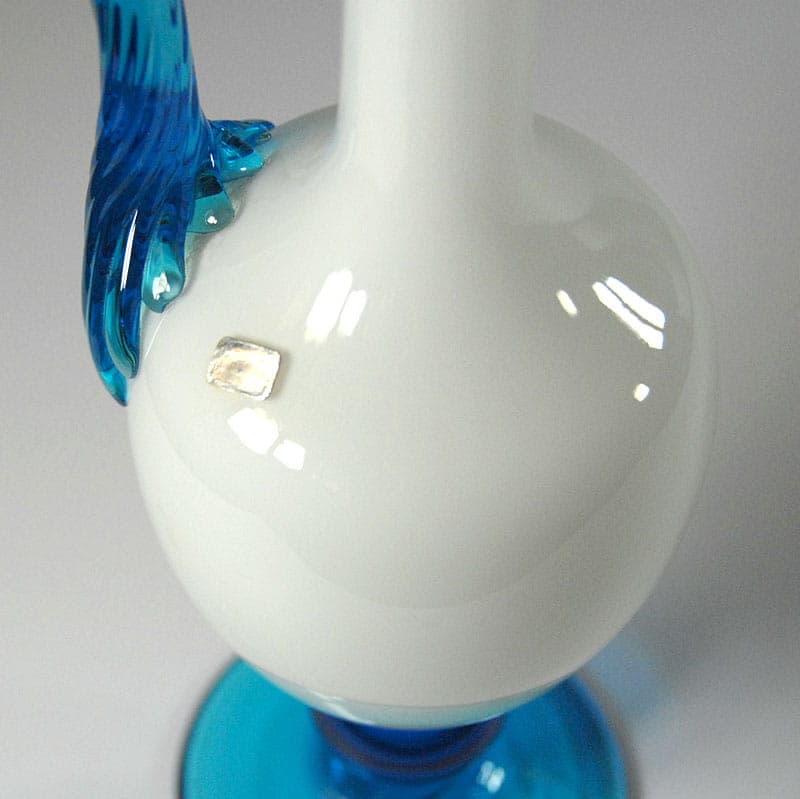 Karafka, szkło mlecznobiały turkusowy, Empoli, Włochy, lata 60. - 39128