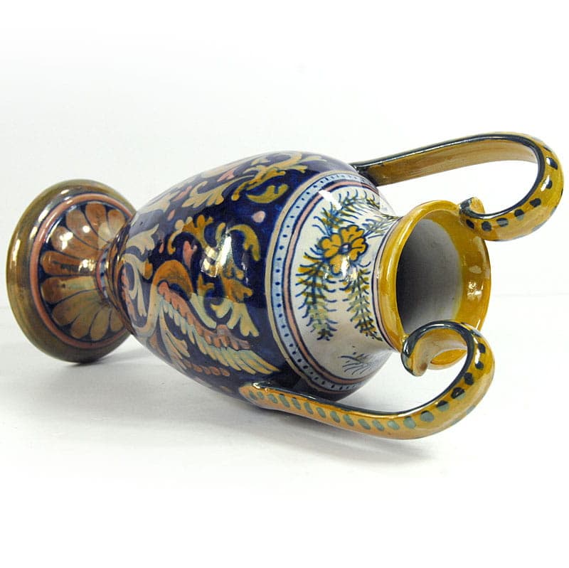 Wazon, majolika niebieski, proj. A. Rubboli, Włochy, lata 30. - 39073