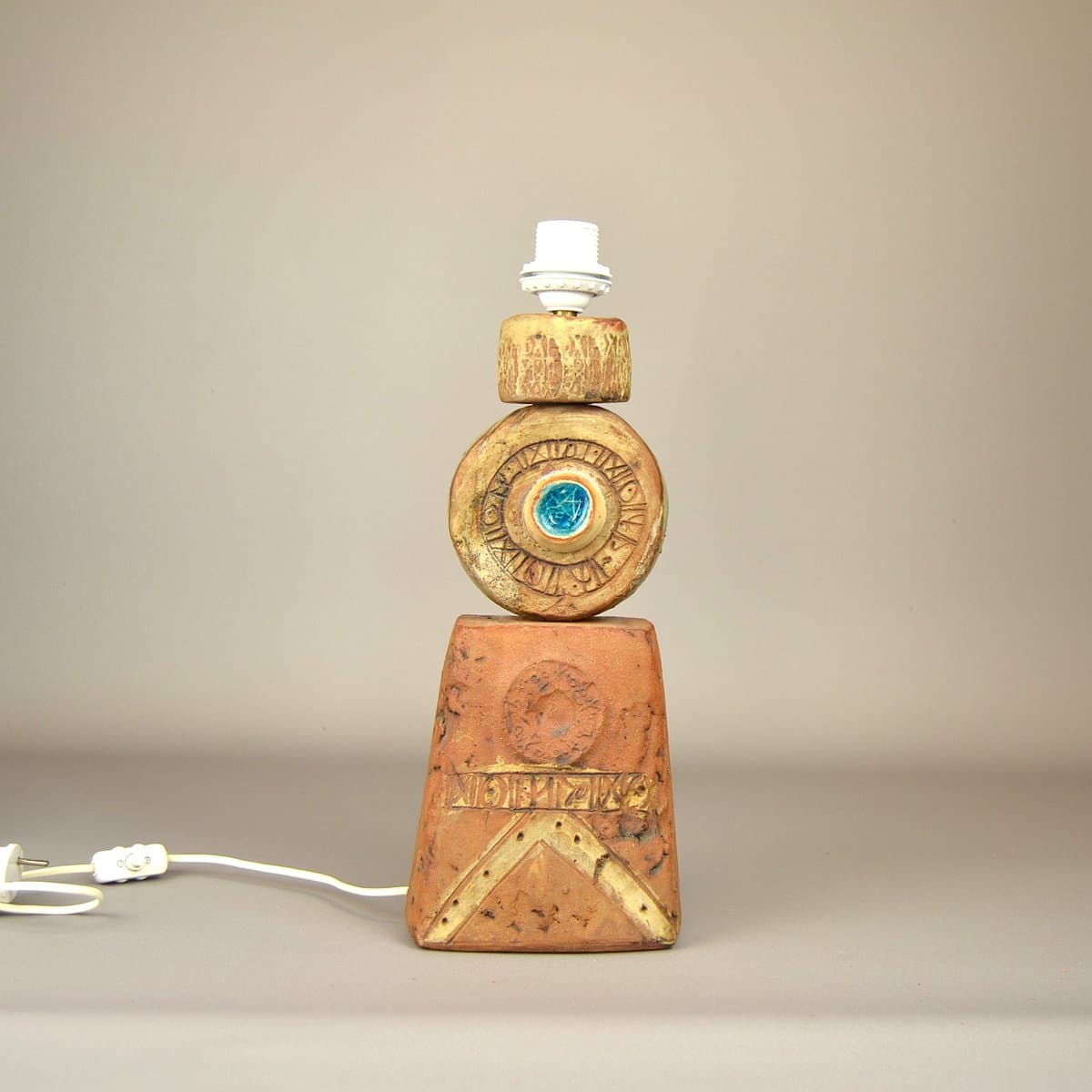 Lampa stołowa, turkus, ceramika, proj. B. Rooke, Wielka Brytania, lata 60. - 291