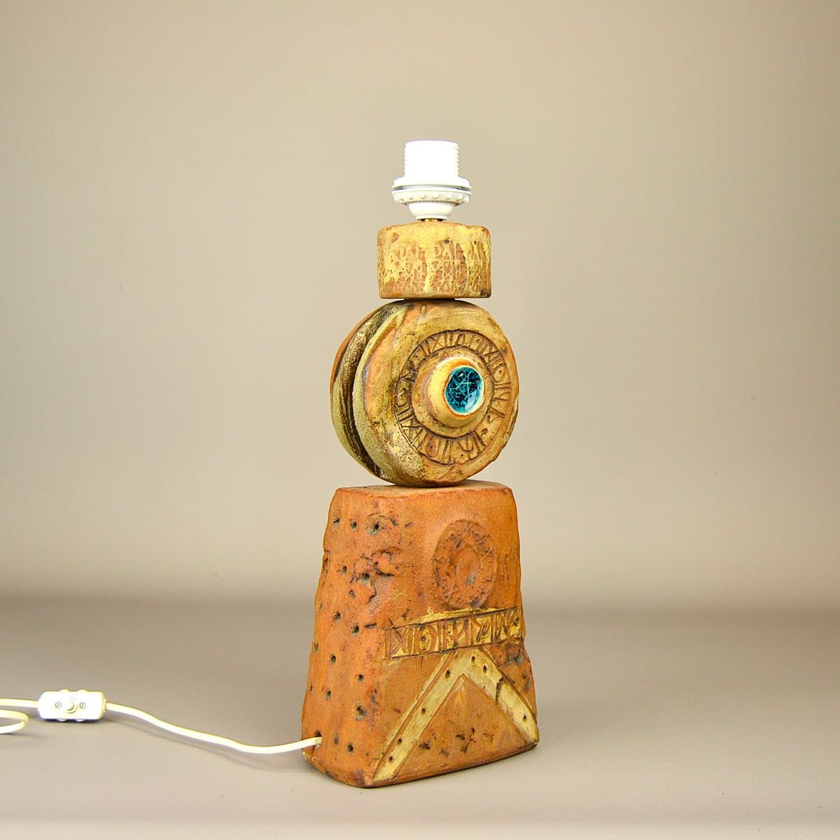 Lampa stołowa, turkus, ceramika, proj. B. Rooke, Wielka Brytania, lata 60. - 293