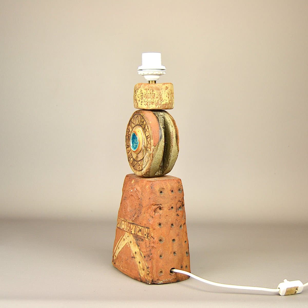 Lampa stołowa, turkus, ceramika, proj. B. Rooke, Wielka Brytania, lata 60. - 292