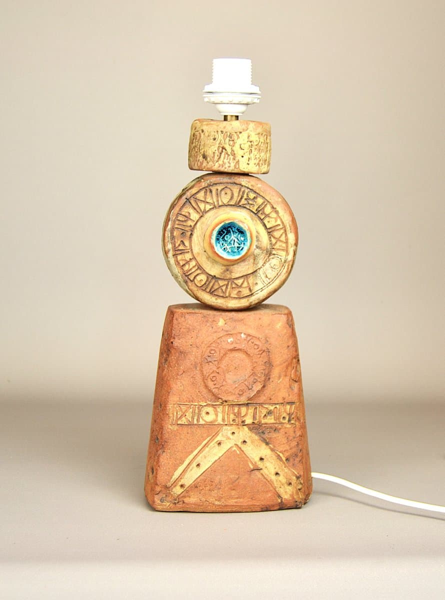 Lampa stołowa, turkus, ceramika, proj. B. Rooke, Wielka Brytania, lata 60. - 294