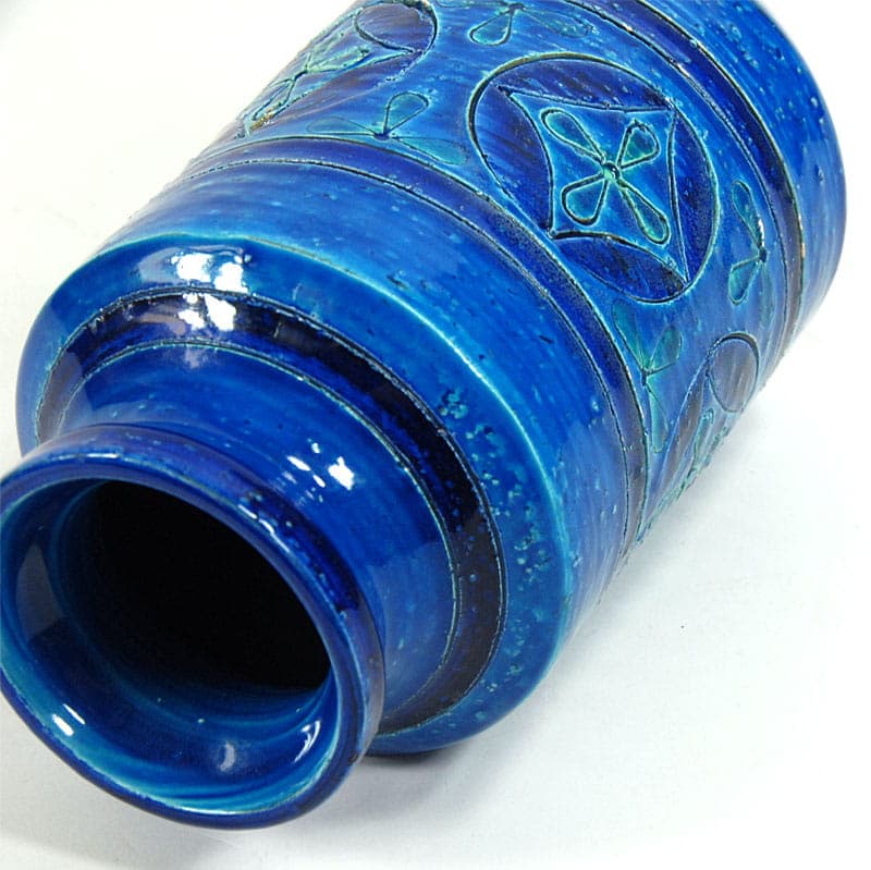 Wazon Rimini Blue, ceramika niebieska, proj. A. Londi, Bitossi, Włochy, lata 70. - 39273