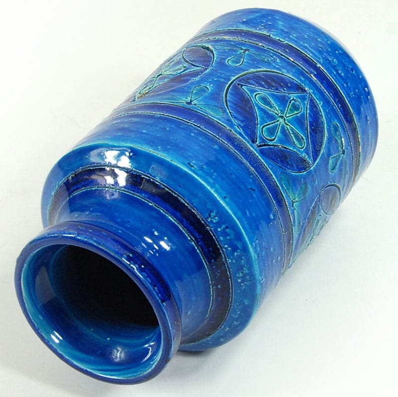 Wazon Rimini Blue, ceramika niebieska, proj. A. Londi, Bitossi, Włochy, lata 70. - 39270