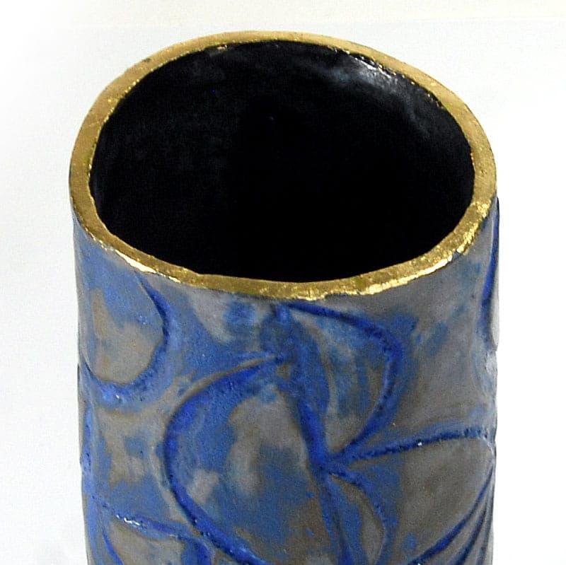 Sculptural vase, grey cobalt blue gold ceramics, by J. Wysocka, Poland, 21st c. - 39216