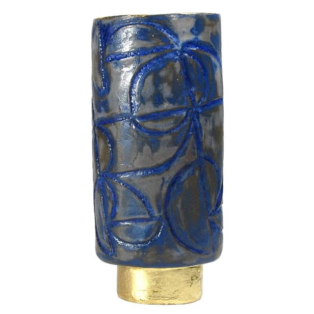 Sculptural vase, grey cobalt blue gold ceramics, by J. Wysocka, Poland, 21st c. - DIMENSION