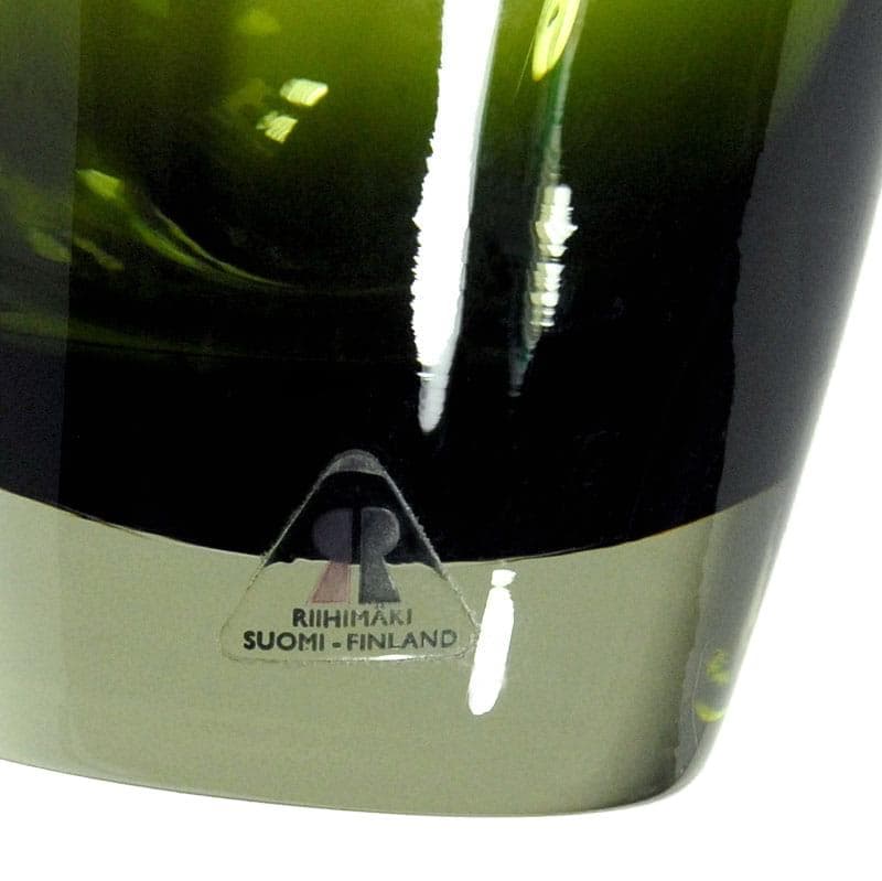 Zielony wazon ze szkła kryształowego, proj. T. Aladin dla Riihimäki Lasi, Finlandia, lata 60. - 4324