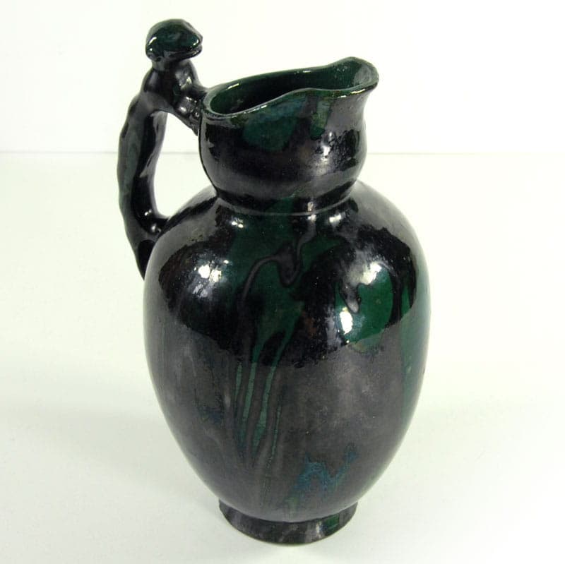 Dzban Art Nouveau, czarny, ceramika, Belgia, lata 30. - 39159