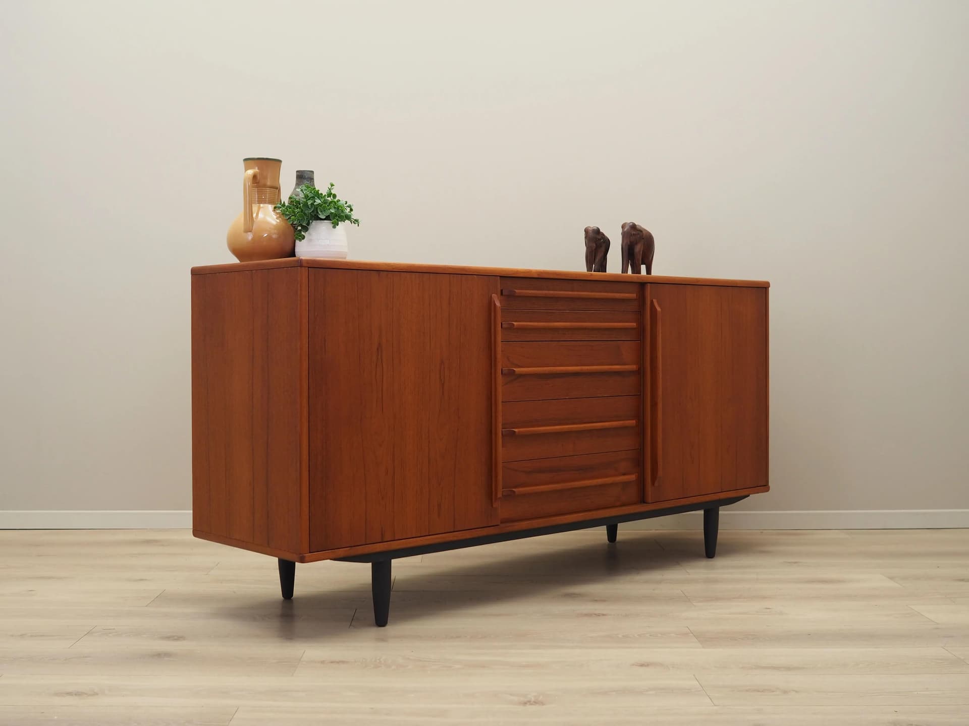 Sideboard, teak brązowy, drewno czarne, Dania, lata 70. - 39301