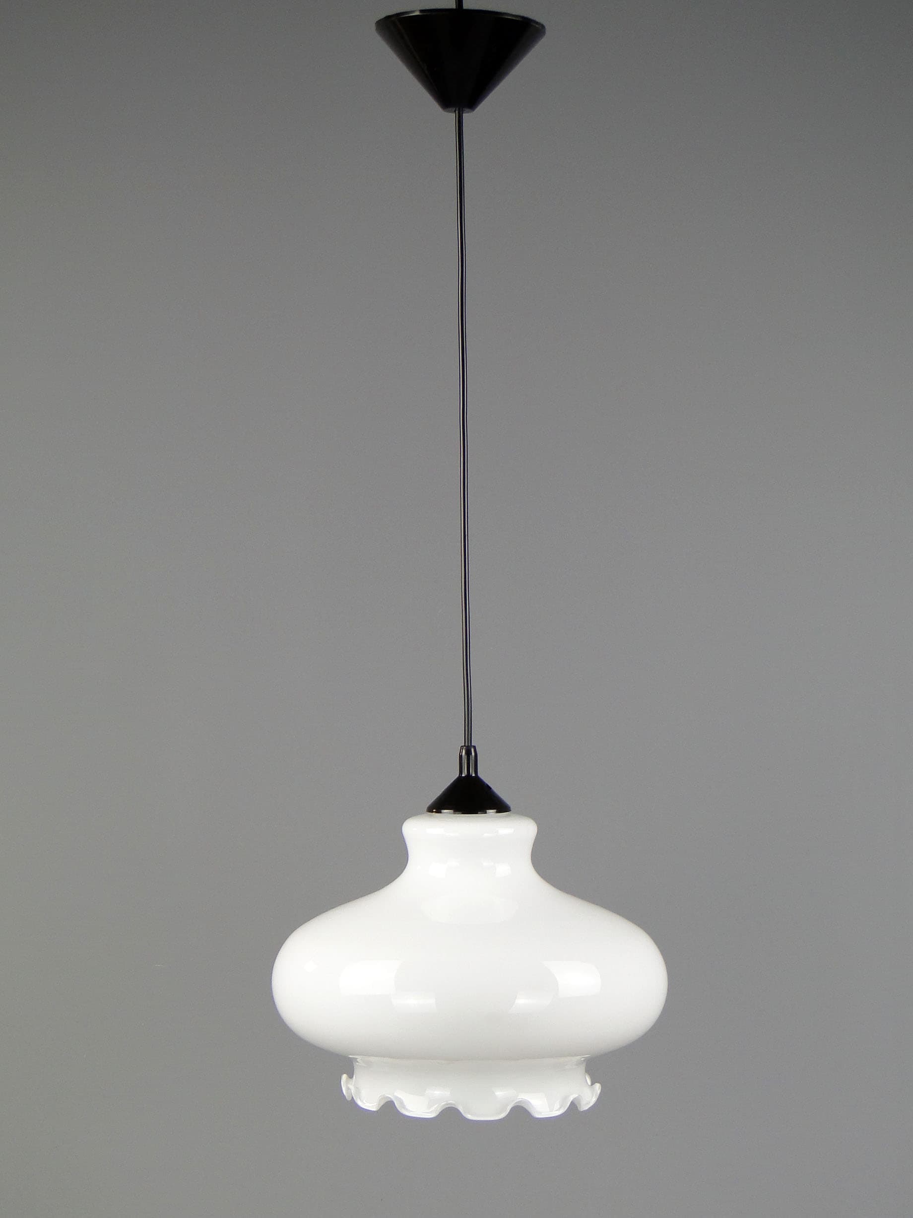 Pendant Lamp Pop Art, ivory white glass, Polam, Poland, 1960s - 40733