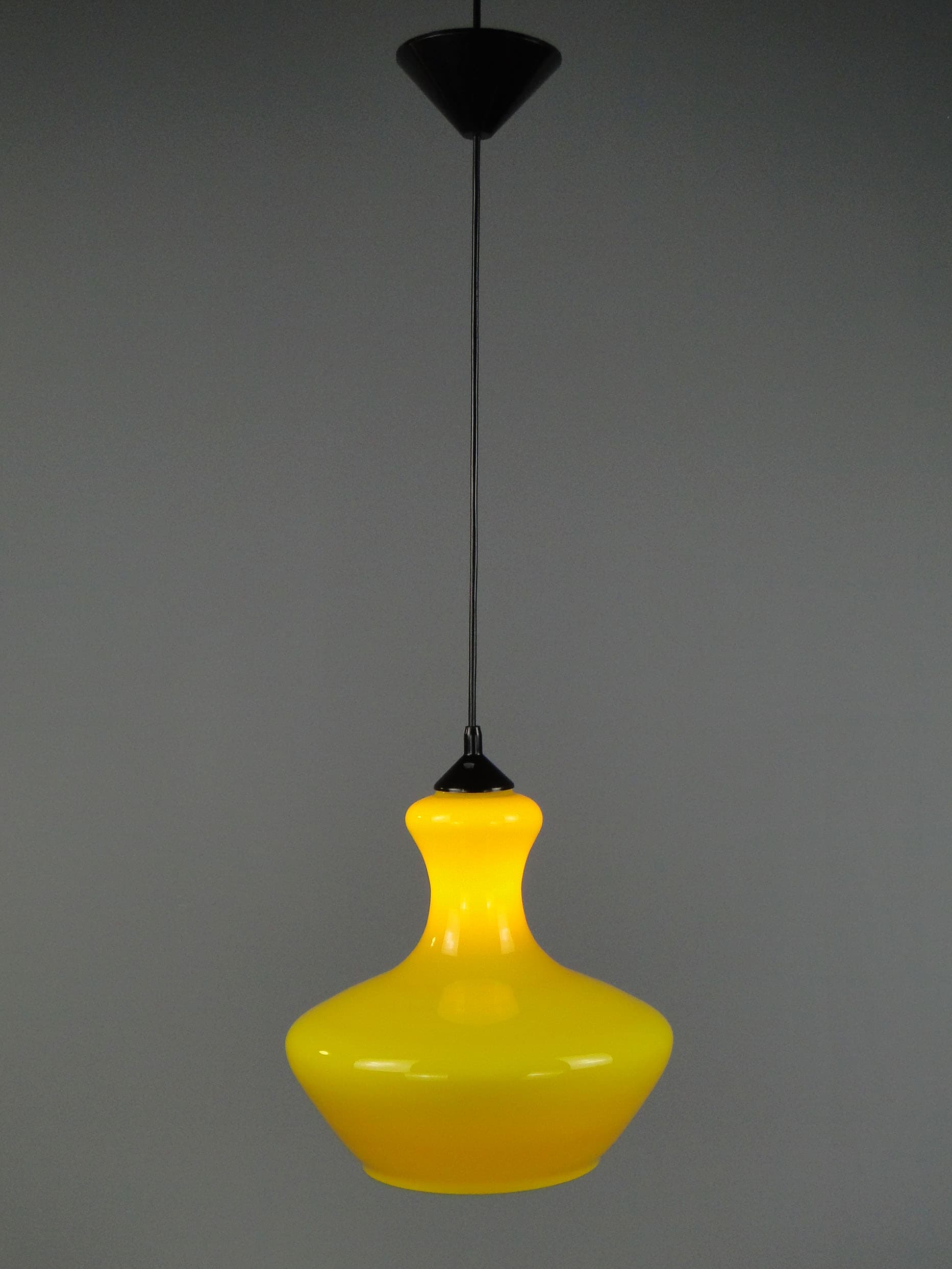Pendant lamp Pop Art, yellow glass, Polam, Poland, 1960s. - 40722
