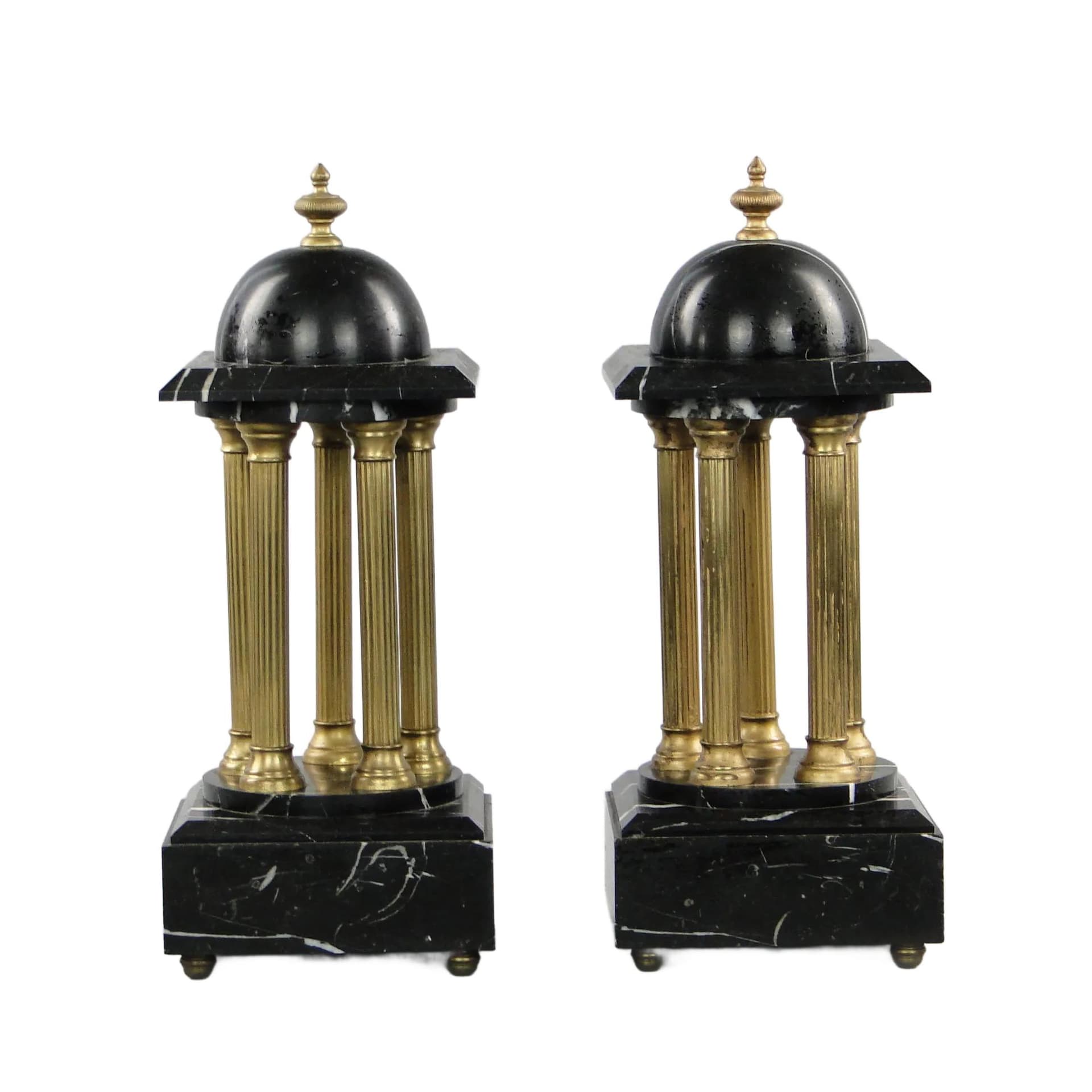 Para przystawek altany, czarny marmur, brąz, Francja, XIX w.