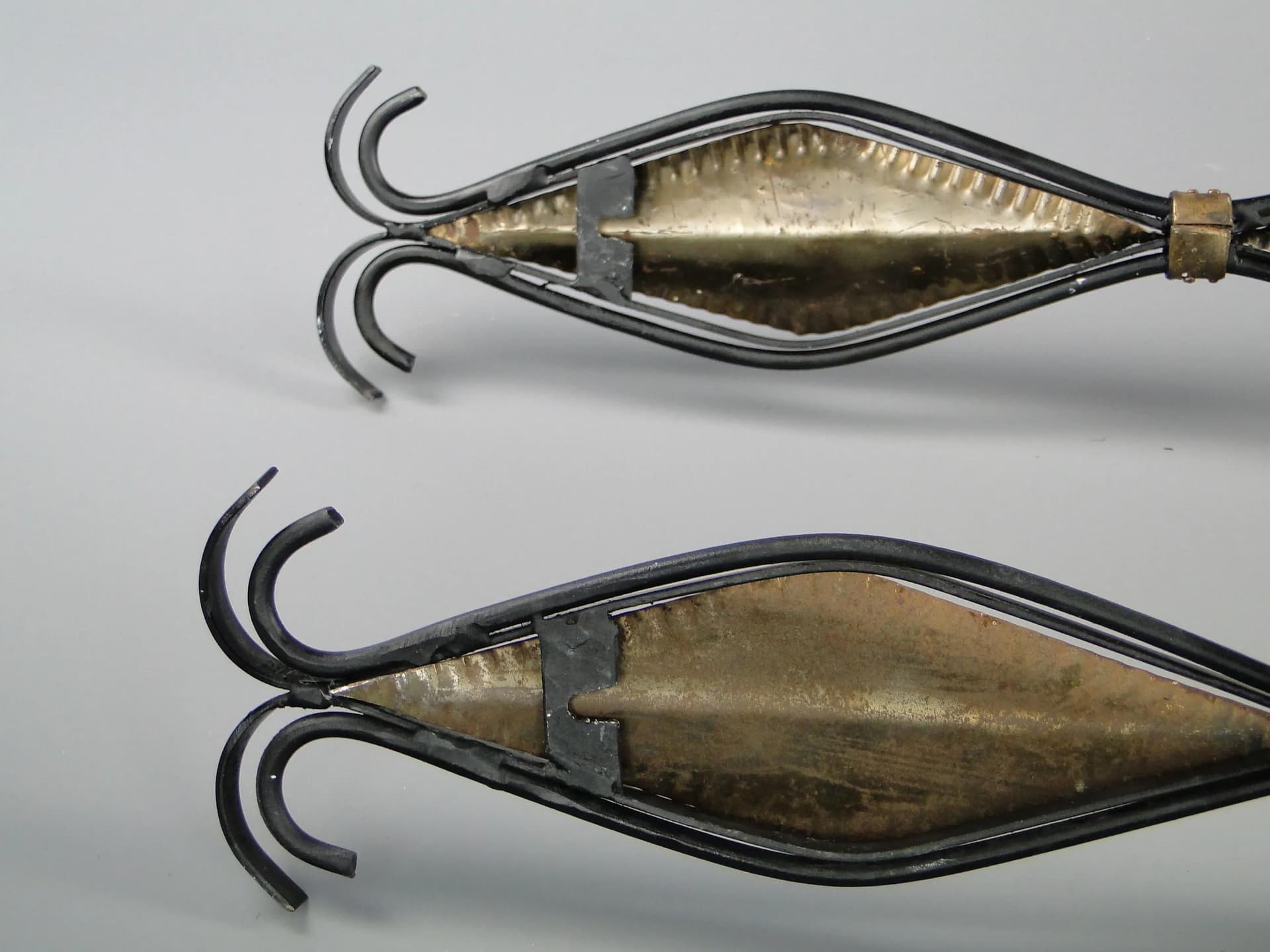 Para kinkietów, czarny stal, miedź miedziany, Polska, lata 60. - 40695