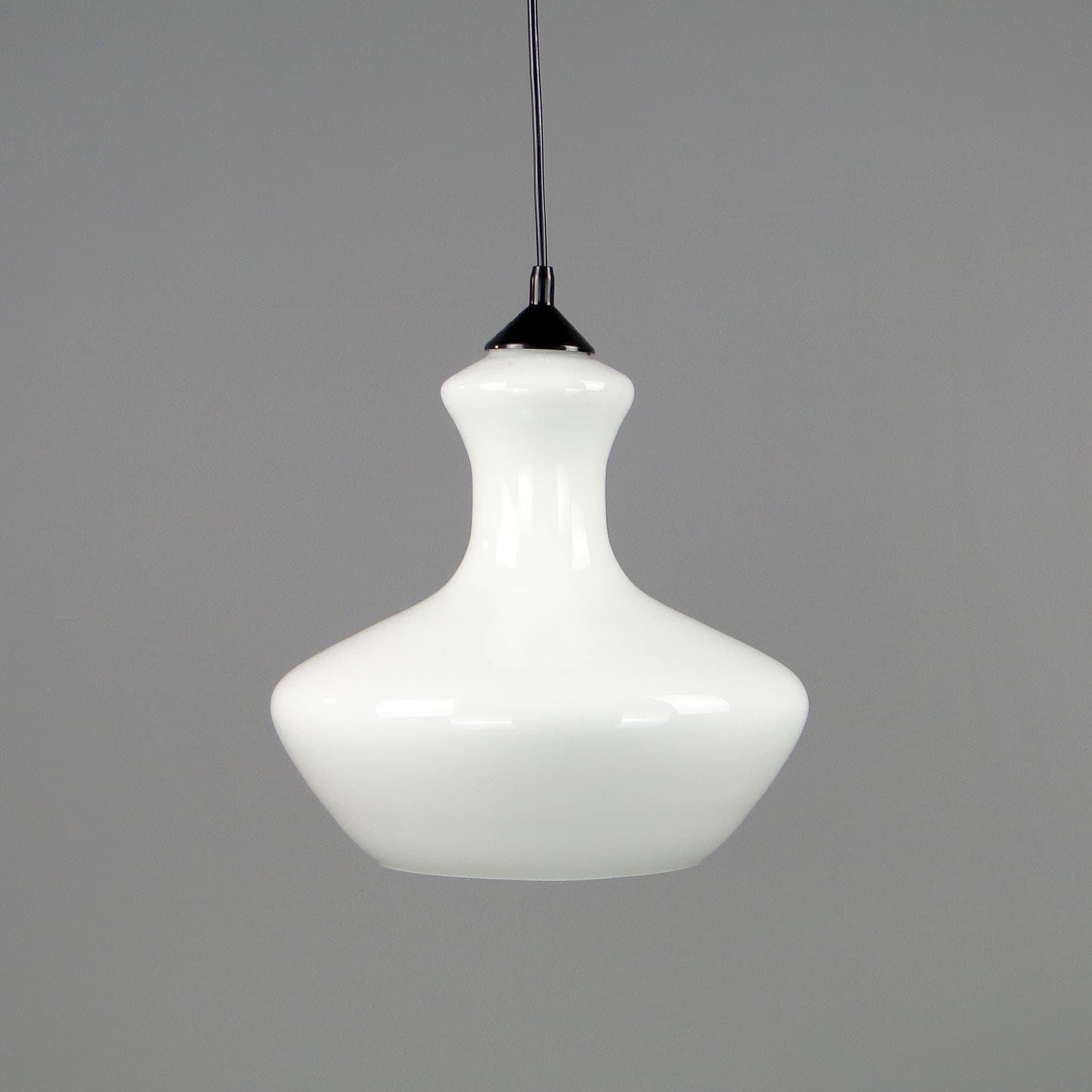 Lampa wisząca Pop Art, szkło białe, Polam Meos, Polska, lata 60. - 40674