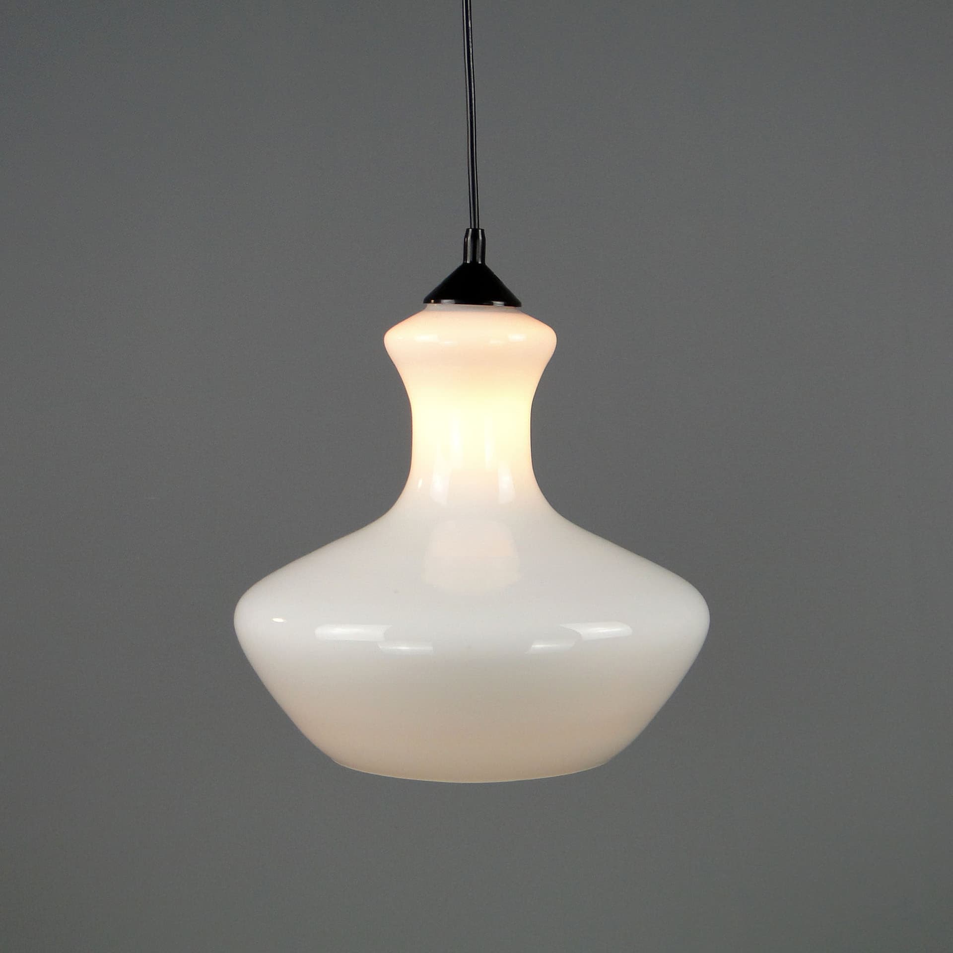 Lampa wisząca Pop Art, szkło białe, Polam Meos, Polska, lata 60. - 40670