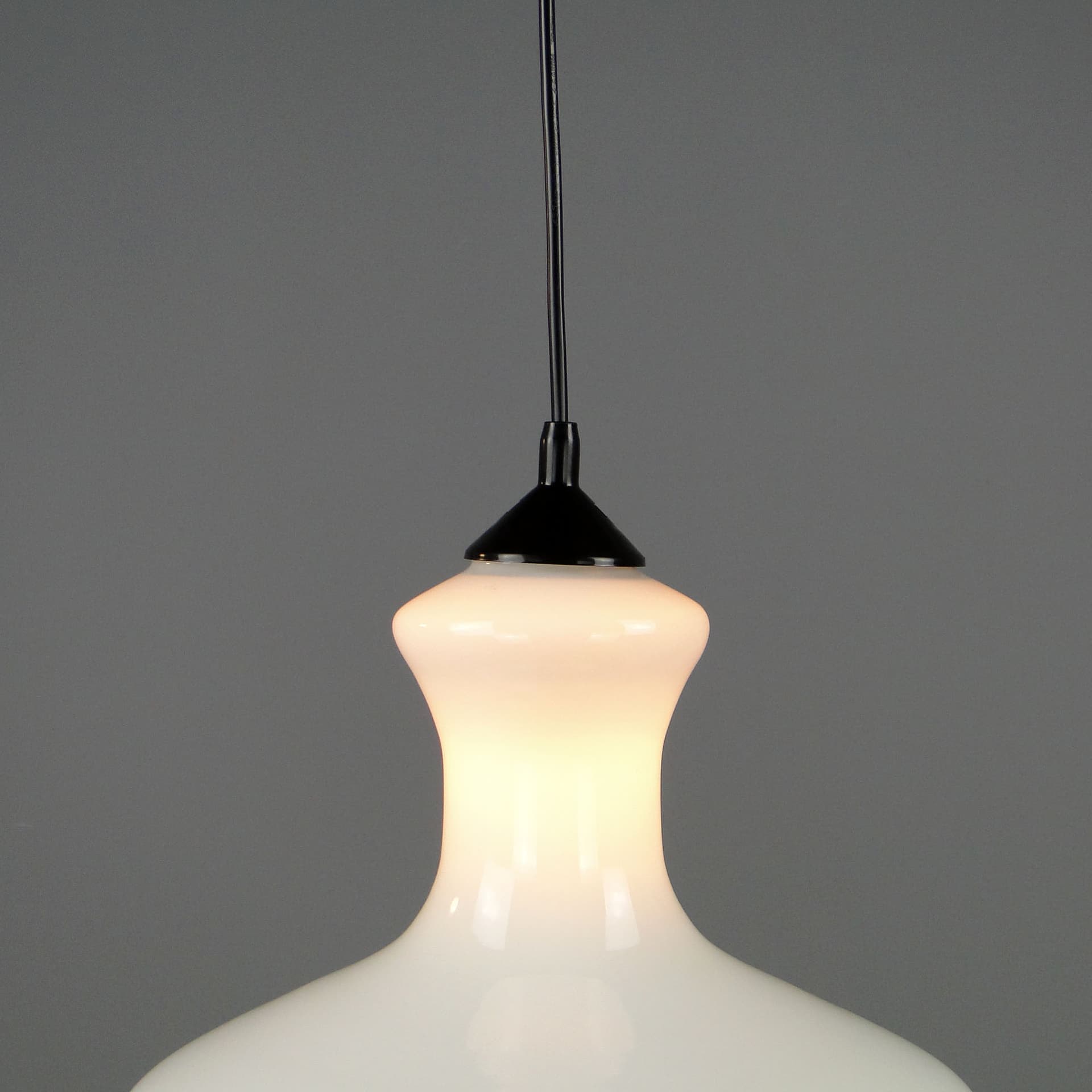 Lampa wisząca Pop Art, szkło białe, Polam Meos, Polska, lata 60. - 40672