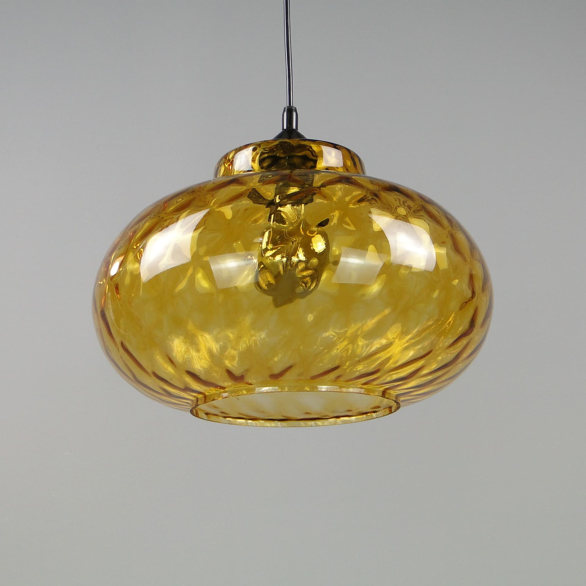 Pendant lamp, yellow glass, Lumet, Poland, 1960s. - 40665