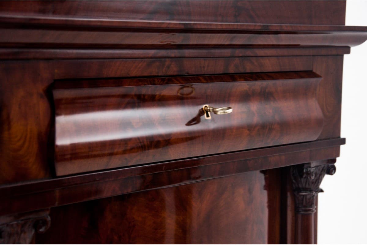 Komoda-słupek neobarokowa, mahoń miedziany, Europa Północna, XIX wiek - 77701