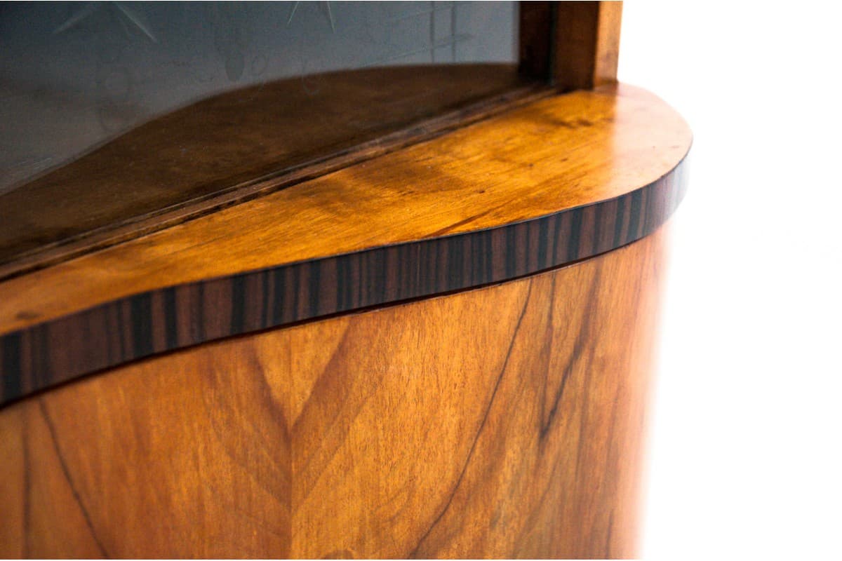 Glazed Sideboard Art Deco, walnut brown, Poland, 1950s - 77728