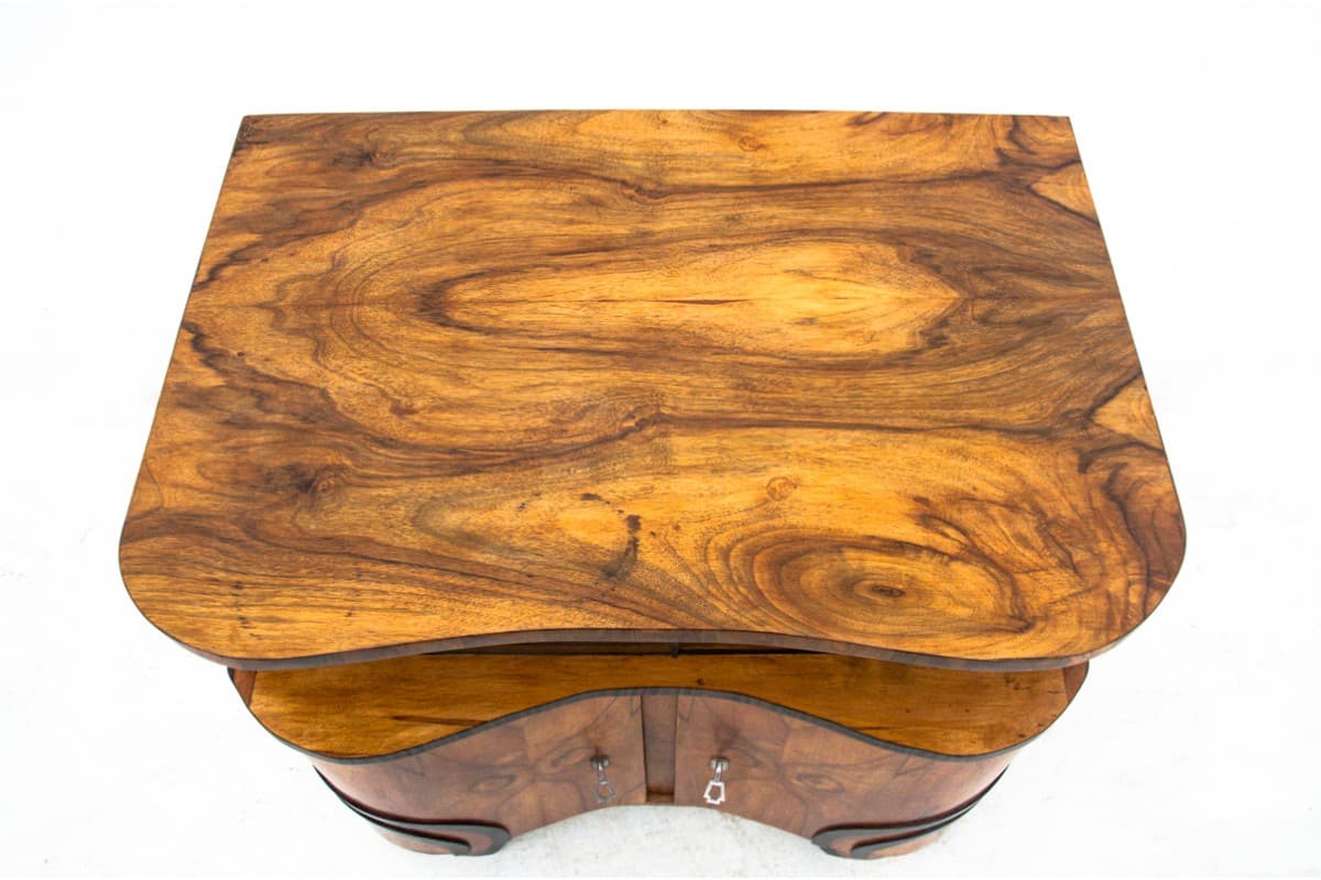 Glazed Sideboard Art Deco, walnut brown, Poland, 1950s - 77727