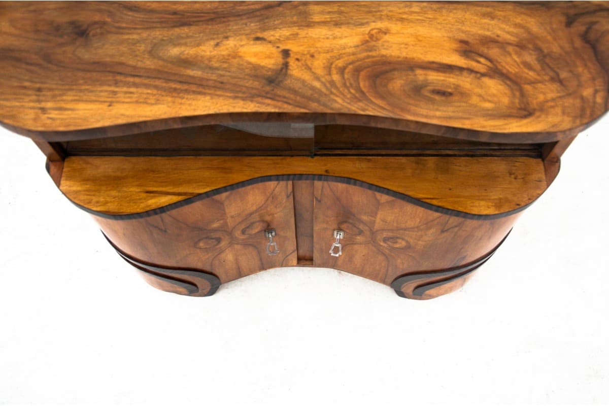 Glazed Sideboard Art Deco, walnut brown, Poland, 1950s - 77730