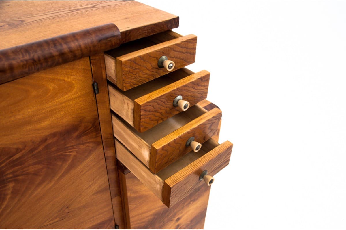 Komoda-barek Art Deco, drewno złociste, Polska, lata 50. - 77761