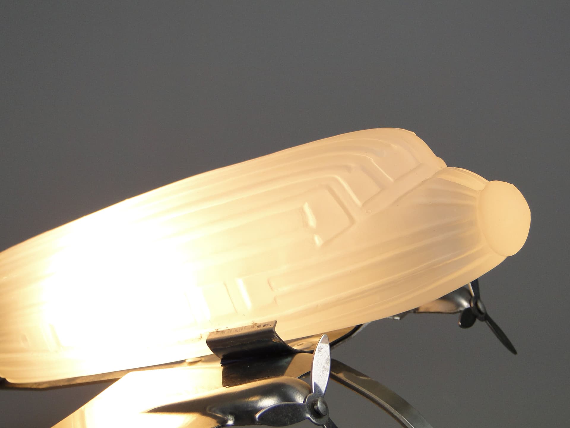 Table lamp, white glass, chrome steel, Czechoslovakia, 1960s. - 40639