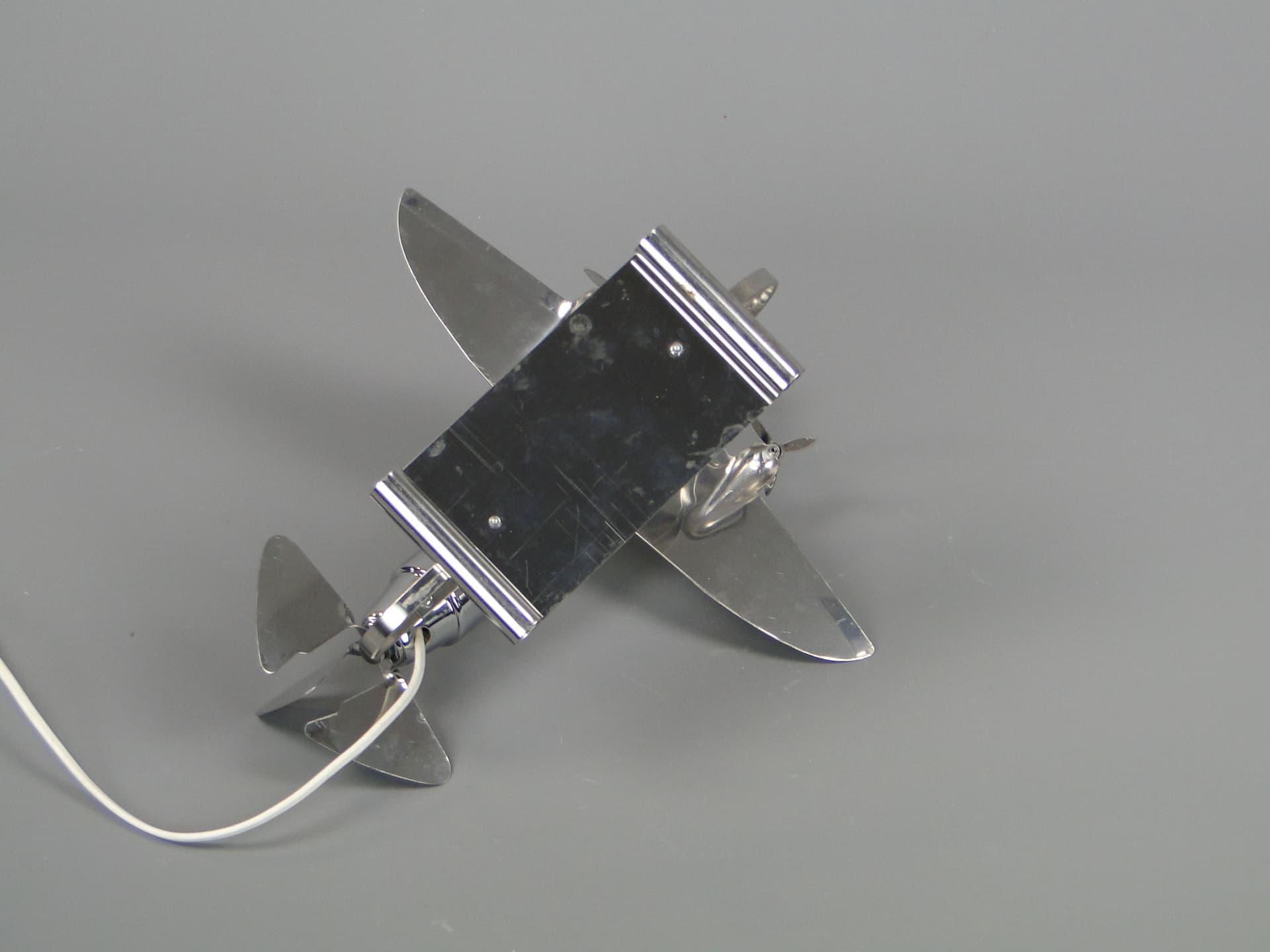 Table lamp, white glass, chrome steel, Czechoslovakia, 1960s. - 40645