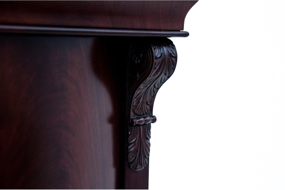 Komoda słupkowa Biedermeier, mahoń copper, Europa Północna, XIX wiek - 77785