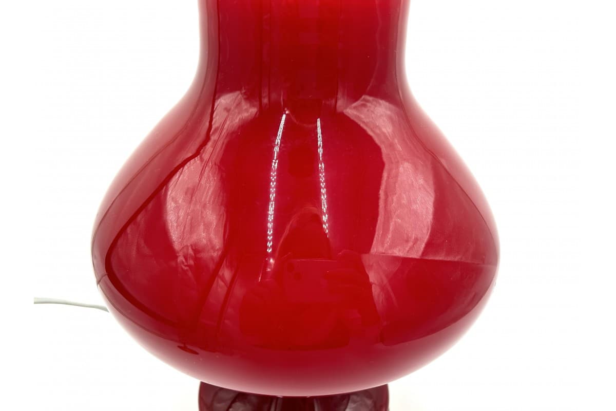Lampa stołowa, szkło czerwony, proj. S. Tabera, OPP Jihlava, Czechosłowacja, lata 70. - 78240