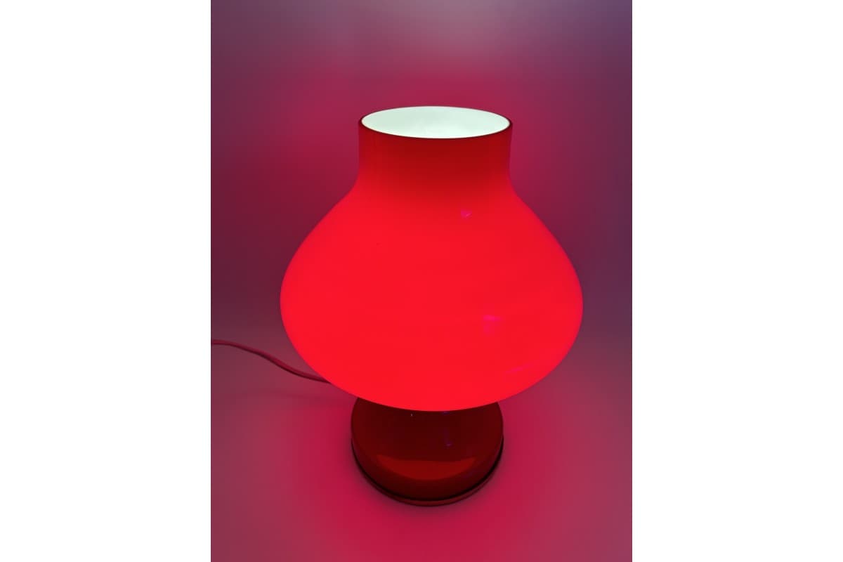 Lampa stołowa, szkło czerwony, proj. S. Tabera, OPP Jihlava, Czechosłowacja, lata 70. - 78243