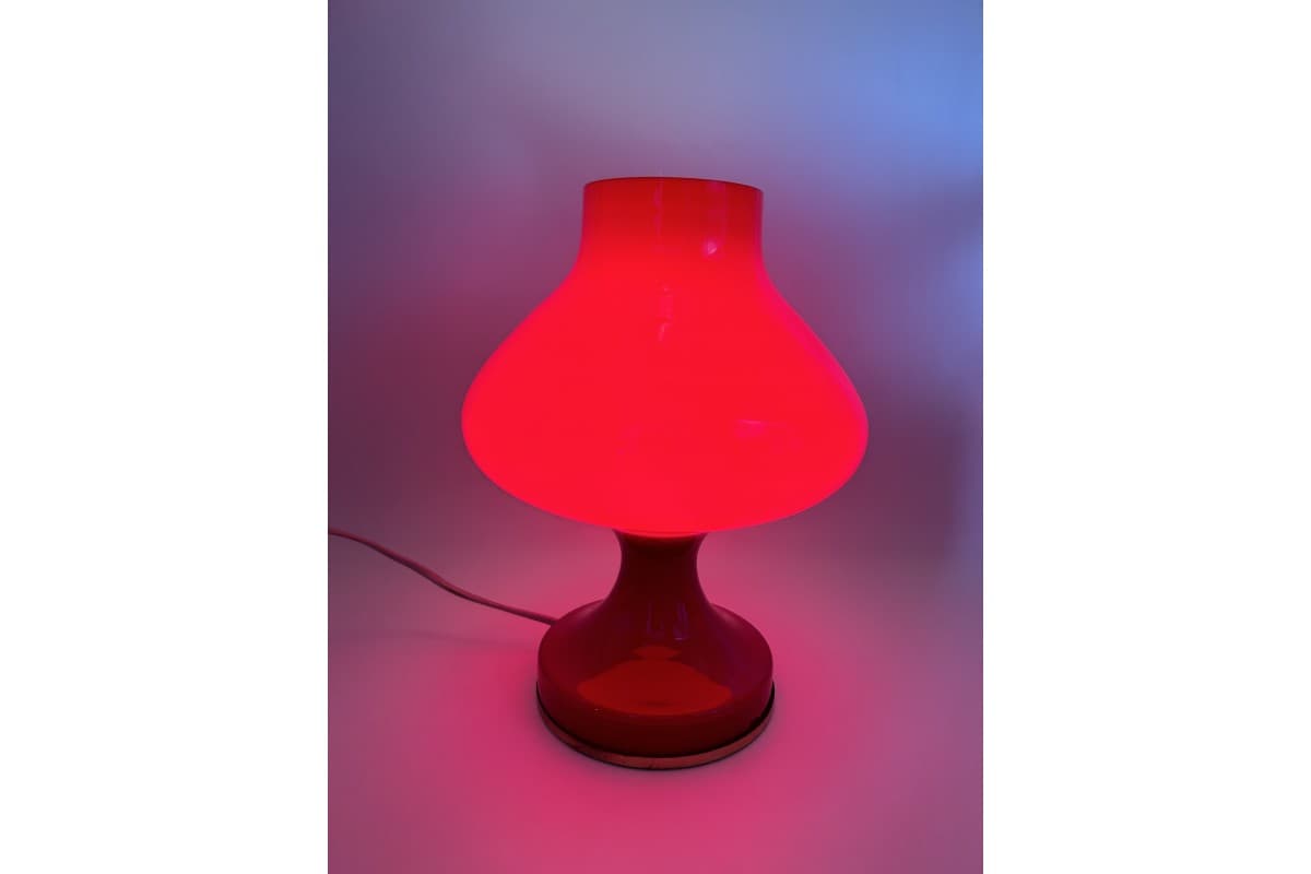 Lampa stołowa, szkło czerwony, proj. S. Tabera, OPP Jihlava, Czechosłowacja, lata 70. - 78241