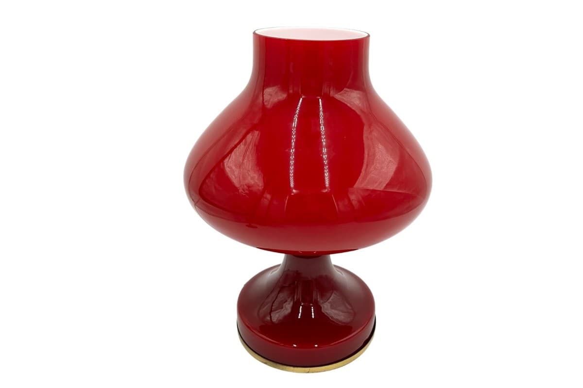 Lampa stołowa, szkło czerwony, proj. S. Tabera, OPP Jihlava, Czechosłowacja, lata 70. - 78234