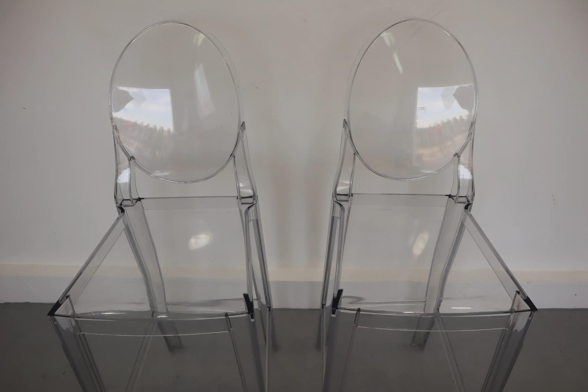 Pair of bar stools One More, transparent polycarbonate, by P. Starck, Kartell, Italy, 2010s. - 39832