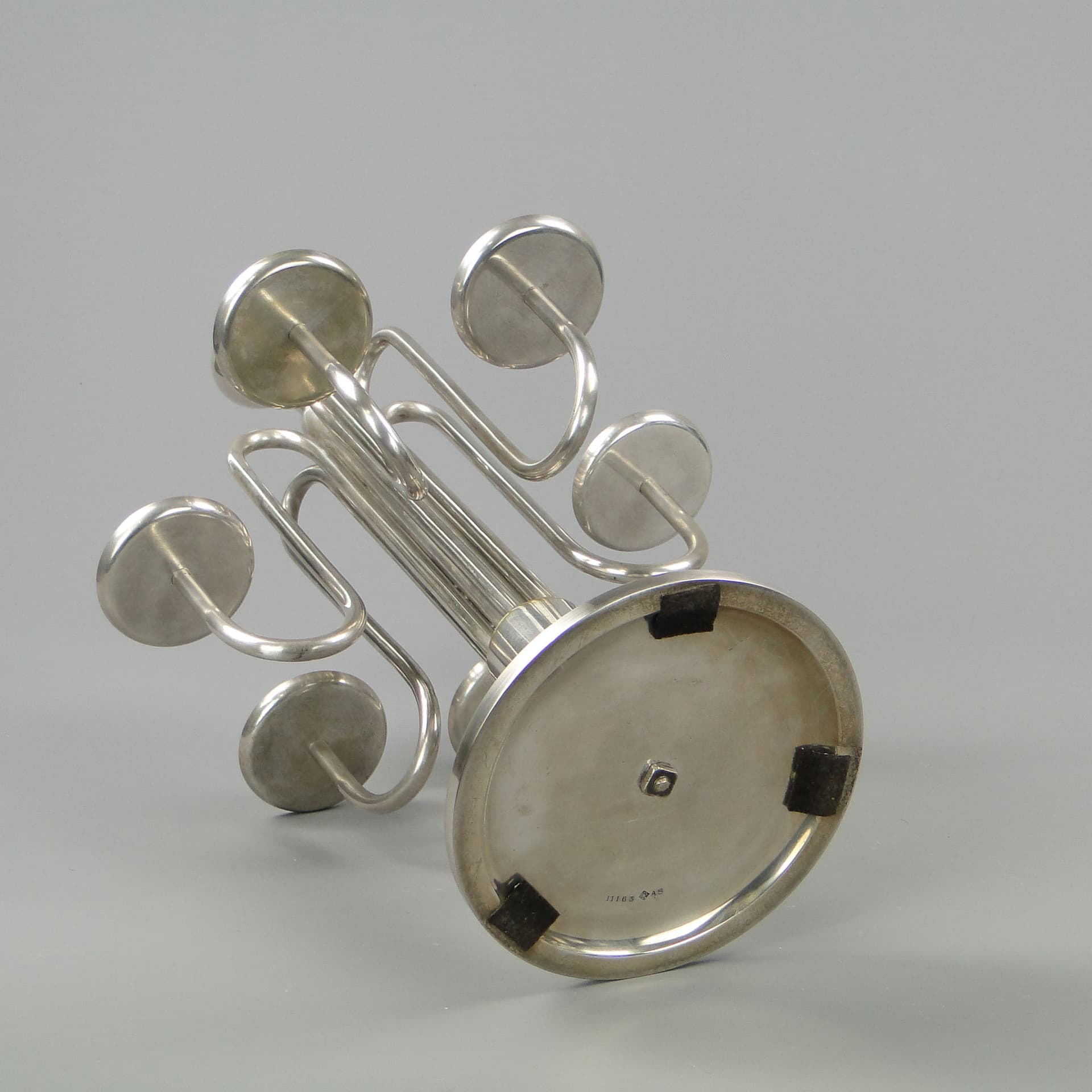 Kandelabr stołowy Art Deco, srebro, mosiądz, Sandrik, Słowacja, lata 20. - 40607